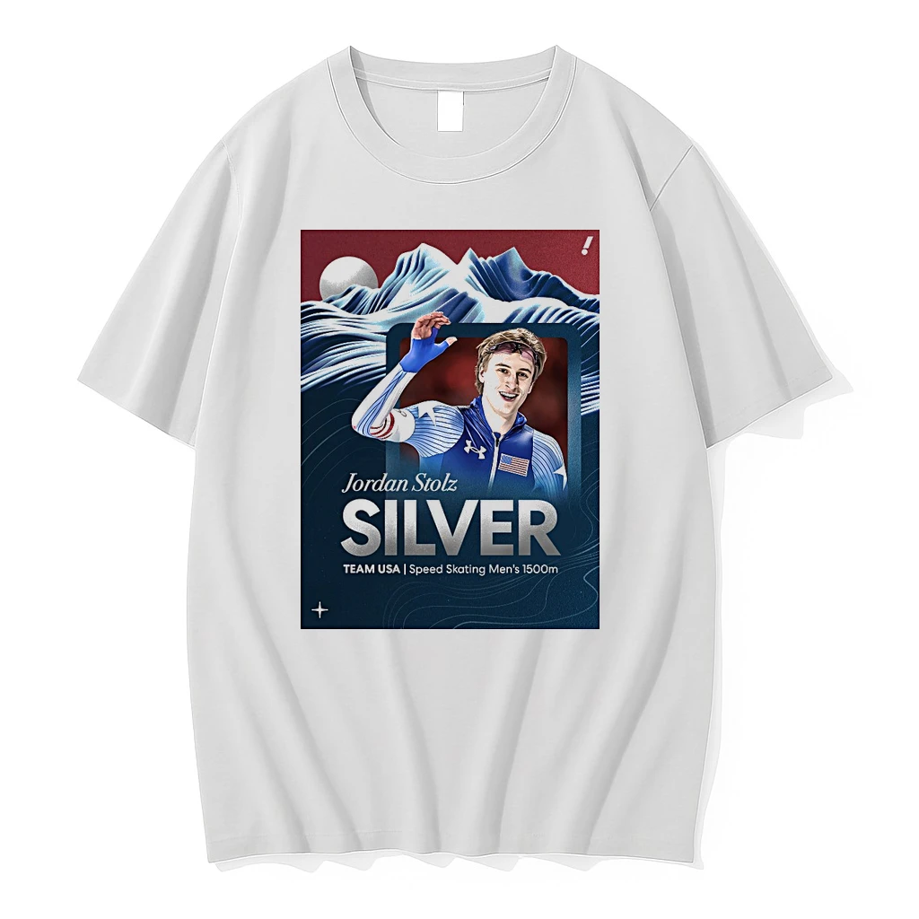 Jordan Stolz Silver Team Usa Speed Skating Mens 1500m Shirts