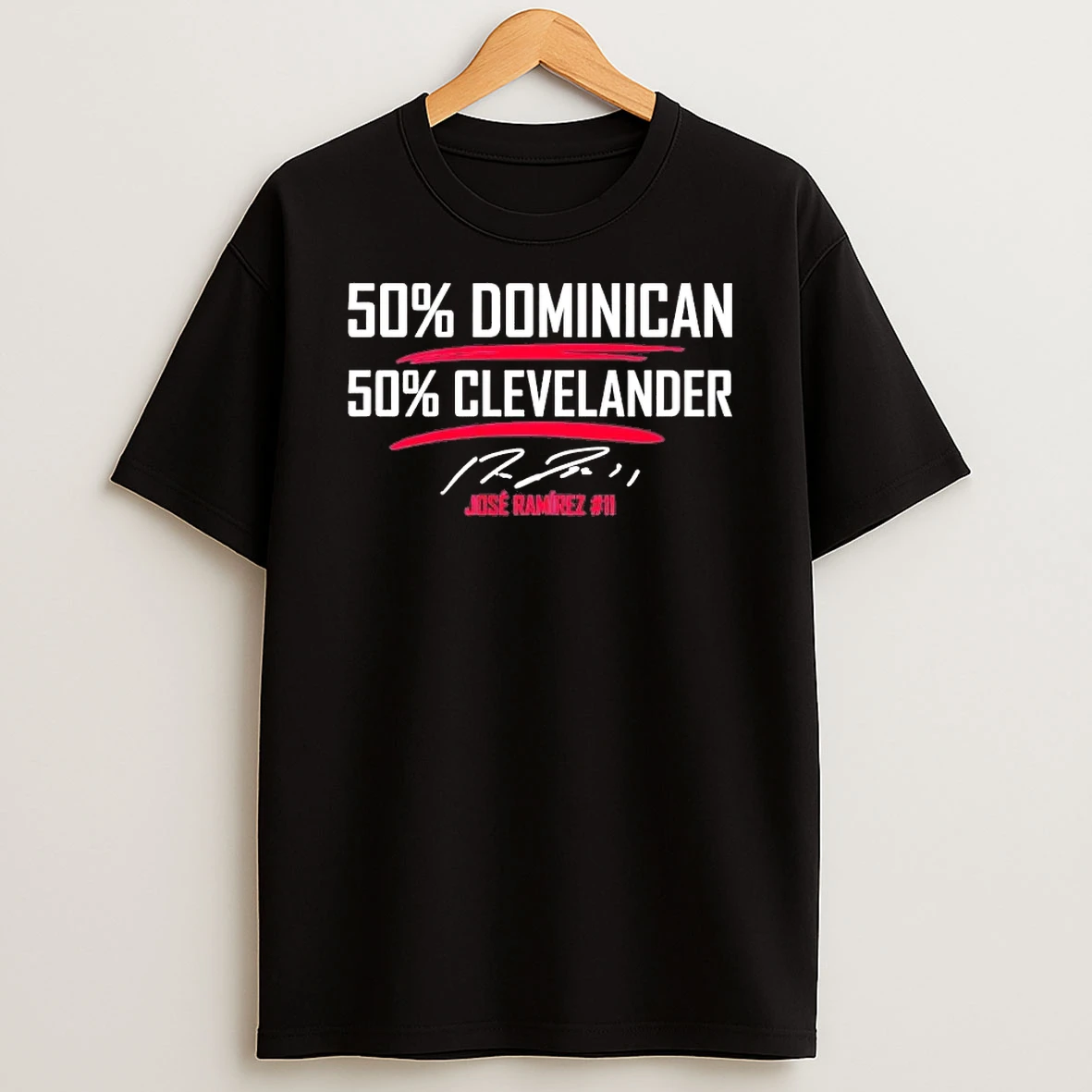 Jose Ramirez 50 Dominican 50 Clevelander Signature Tee Shirts