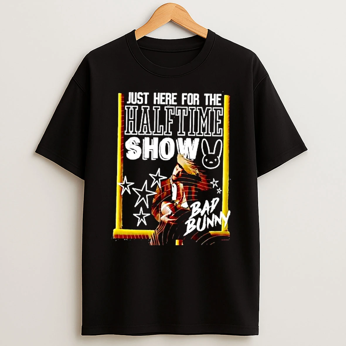Just Here For The Halftime Show Bad Bunny Goal Post Shirts
