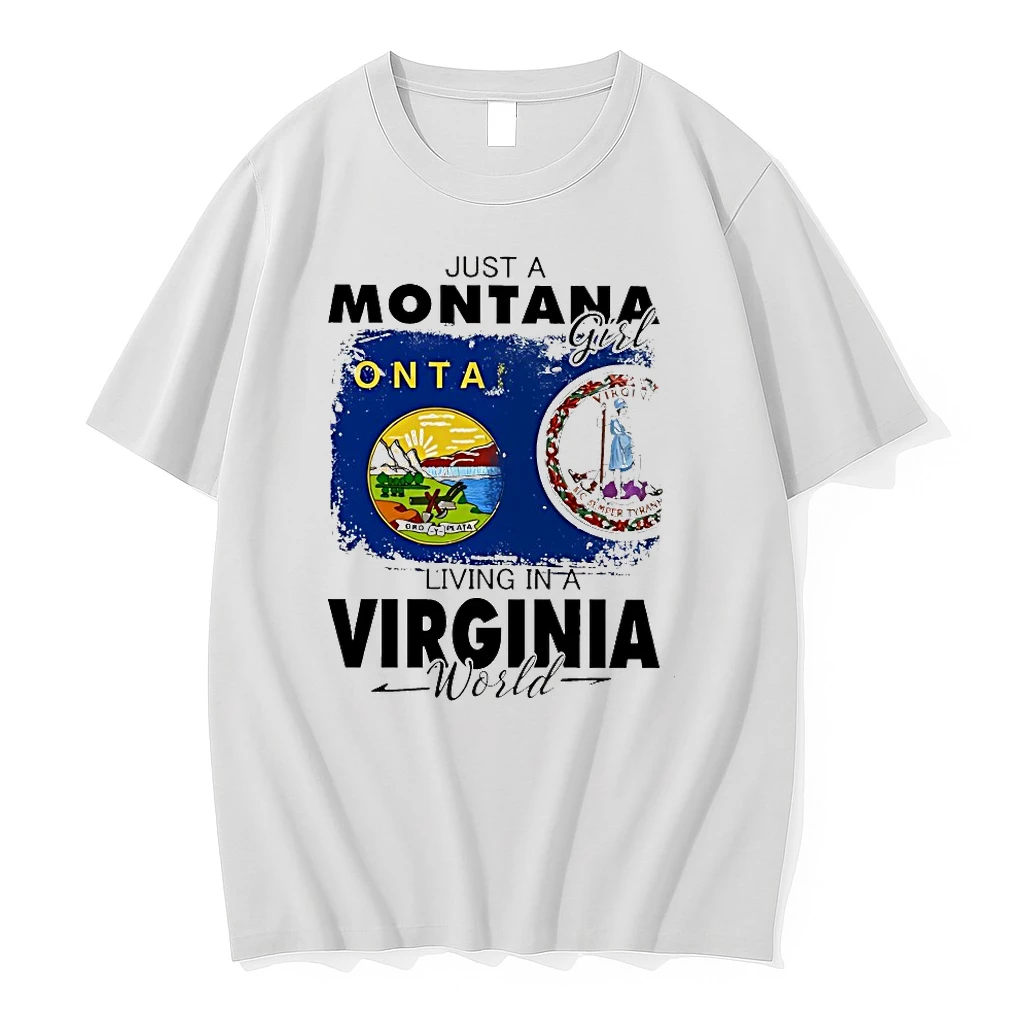 Just A Montana Girl Living In An Virginia World Shirts