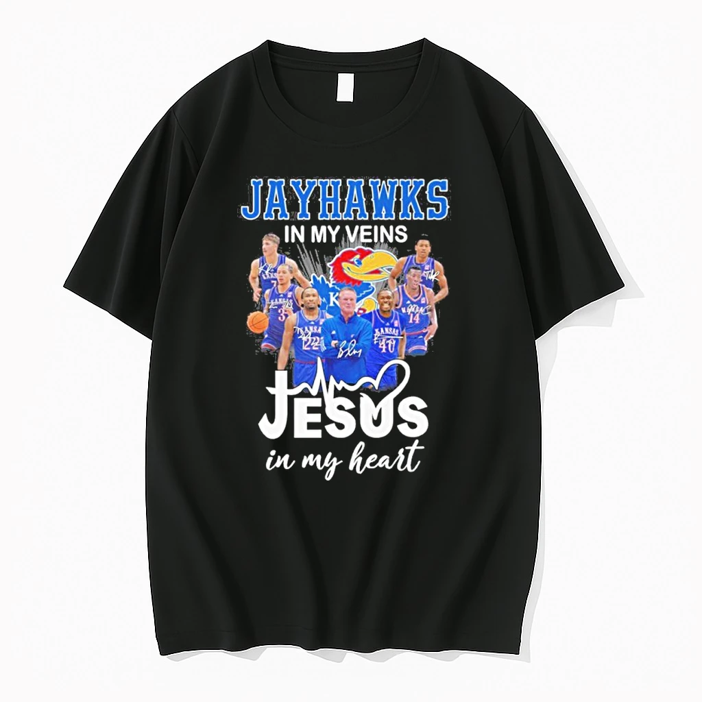 Kansas Jayhawks Basketball In My Veins Jesus In My Heart Shirts
