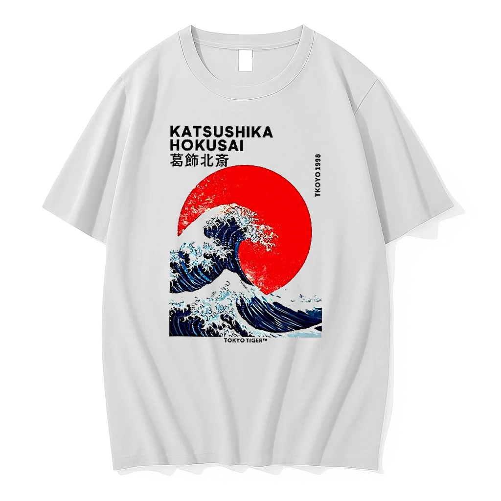 Katsushika Hokusai The Great Wave And Sun Woman Shirts