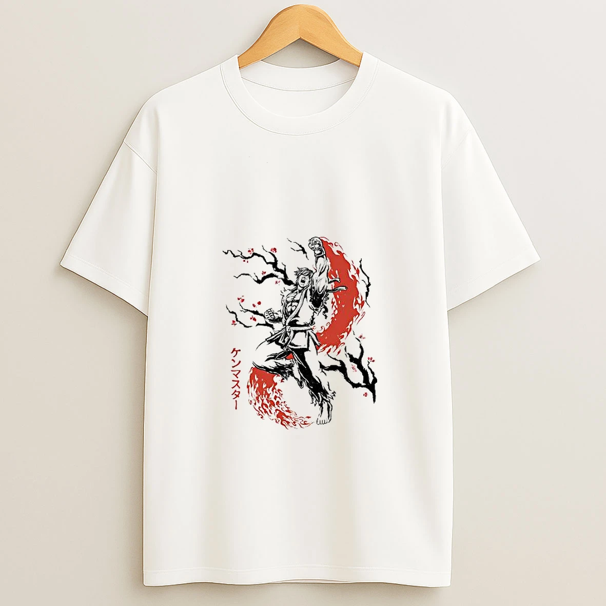 Ken Sf Video Game Character Scarlet Flame Sumi E Woman Shirts