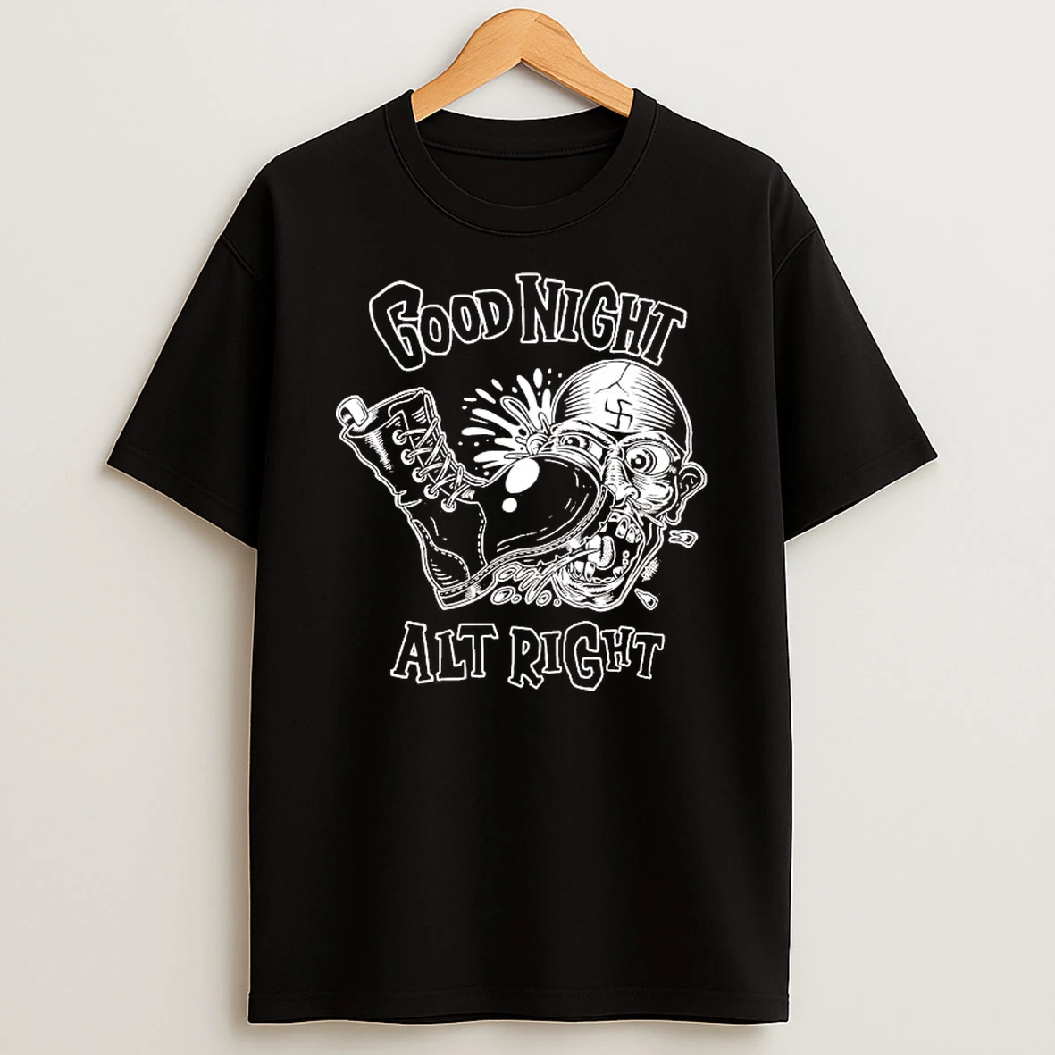 Kick Nazi Skull Good Night Alt Right Shirts