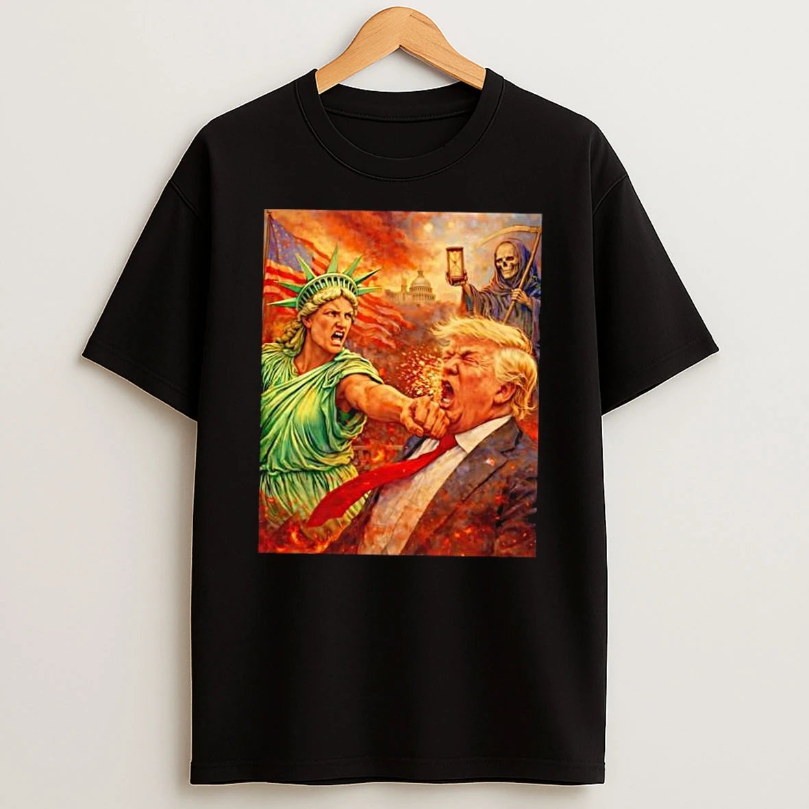 Lady Liberty Punching Donald Trump Political Graphic Shirts
