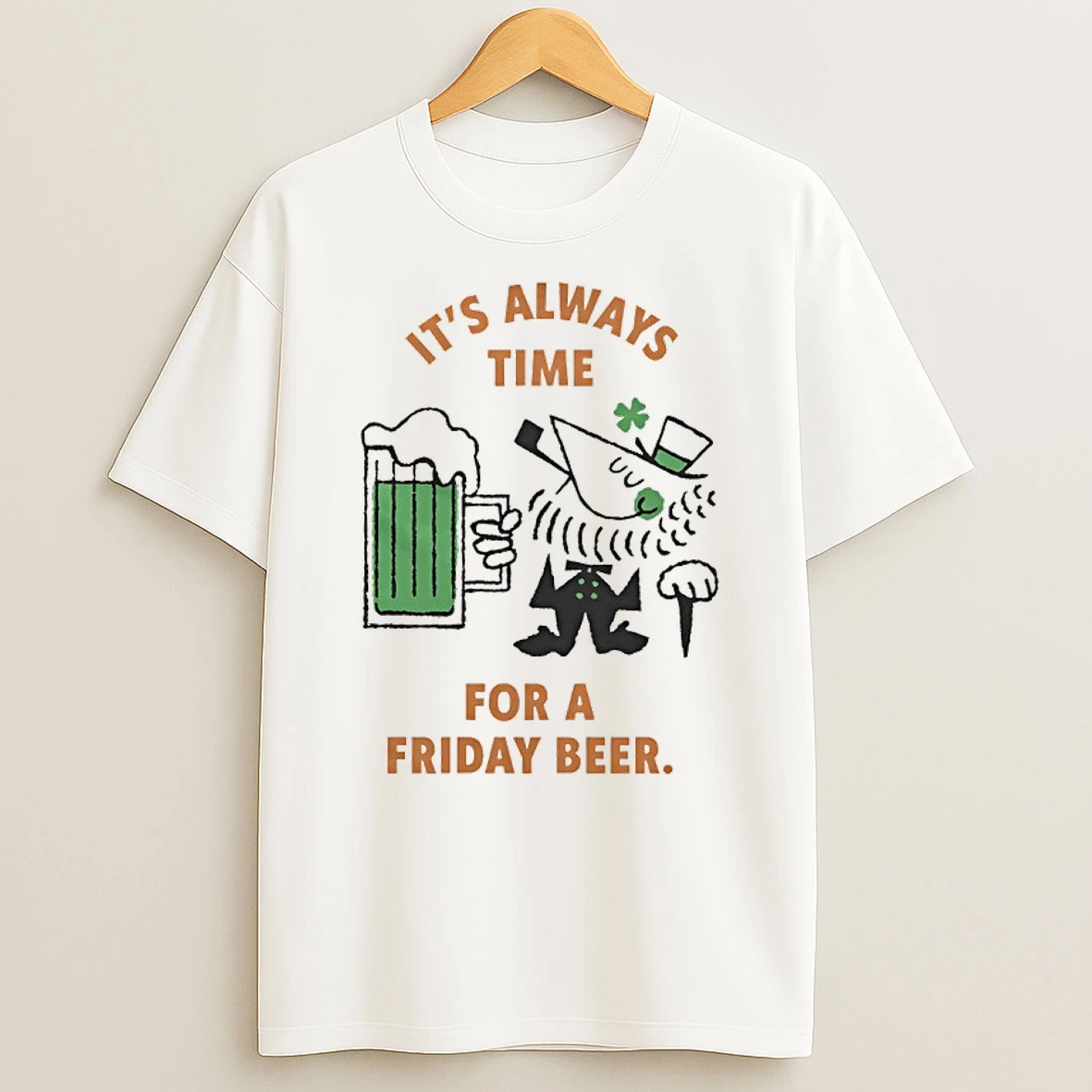 Leprechaun Its Always Time For A Friday Beer Cartoon Shirts