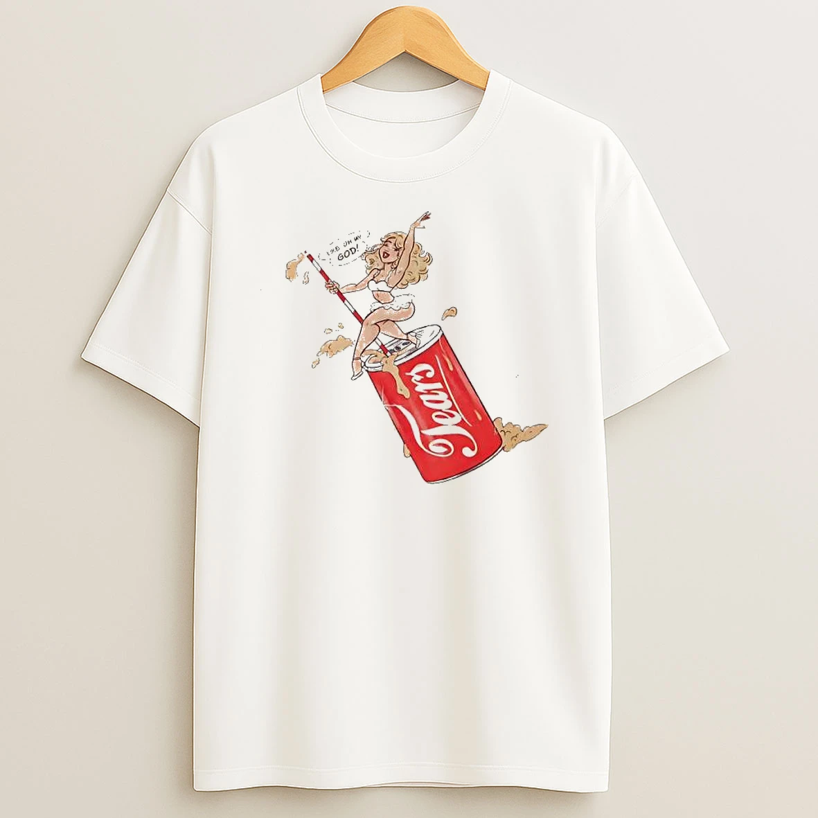 Like Oh My God Blonde Pinup Girl Sitting On Soda Shirts