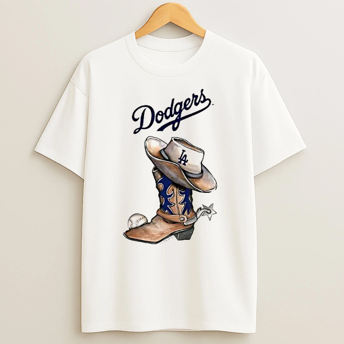 Los Angeles Dodgers Cowboy Boots And Hat Woman Shirts