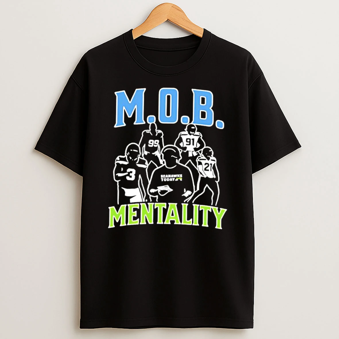 M O B Mentality Seattle Seahawks Today Football Players Silhouette Shirts