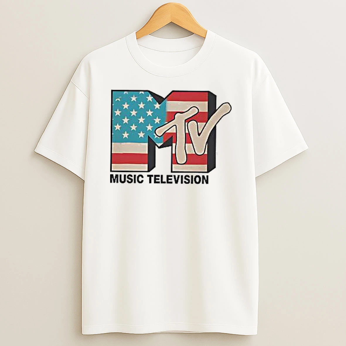Mtv Music Television Us Flag Classic Logo Woman Shirts