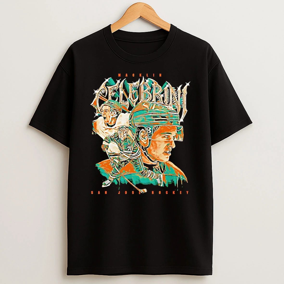 Macklin Celebrini San Jose Sharks Vintage Collage Shirts