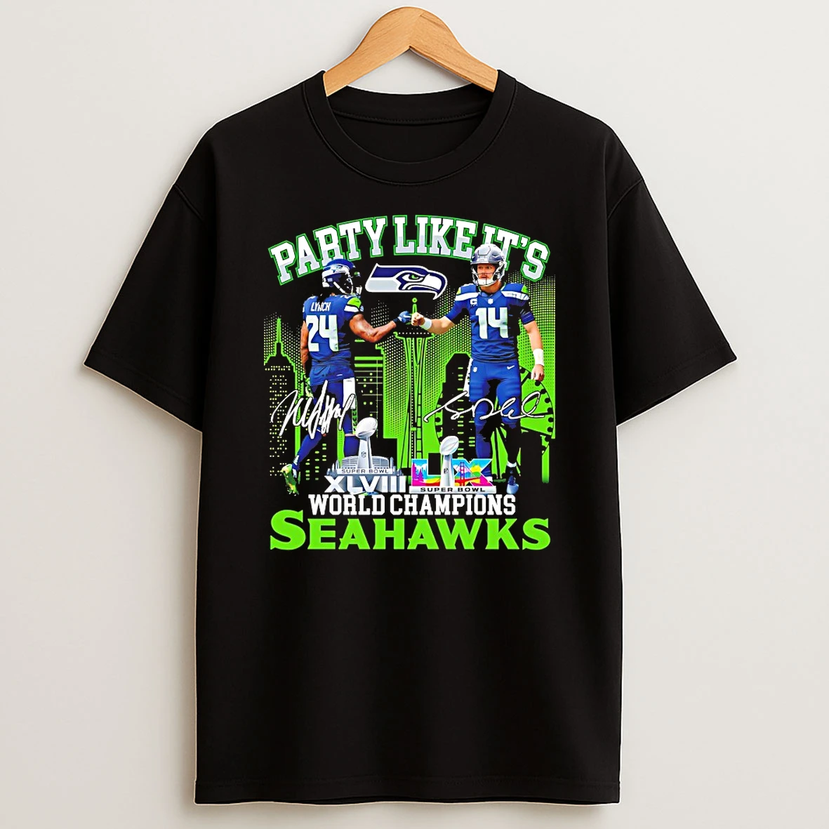 Marshawn Lynch And Sam Darnold Seattle Seahawks Party Like Its World Champions Seahawks Shirts