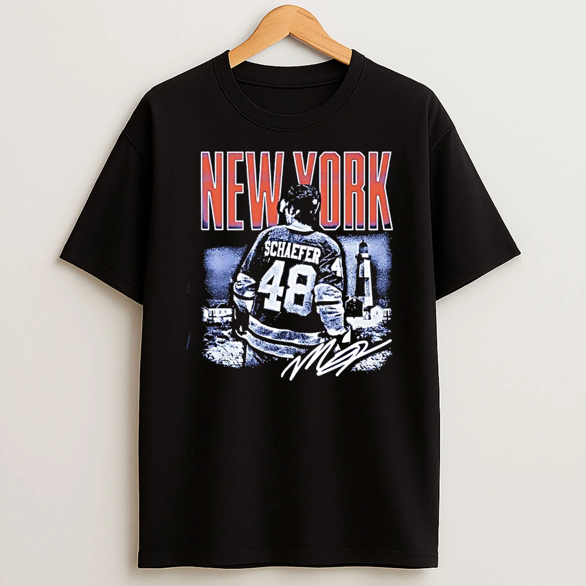 Matthew Schaefer New York Islanders Player Signature Bitmap Shirts