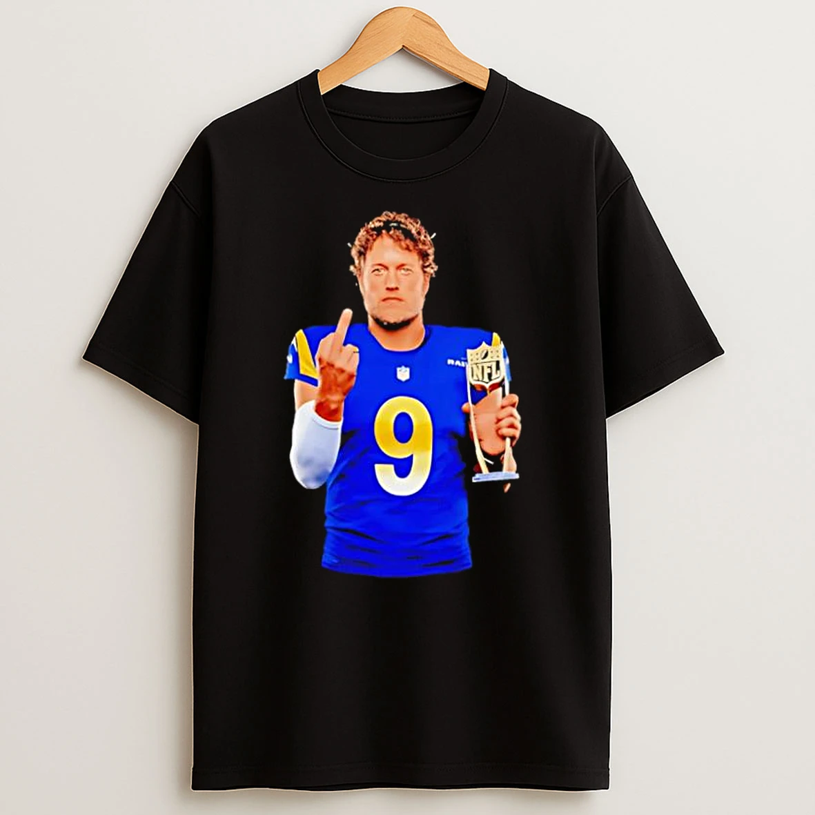 Matthew Stafford Los Angeles Rams 9 Middle Finger Nfl Trophy Shirts
