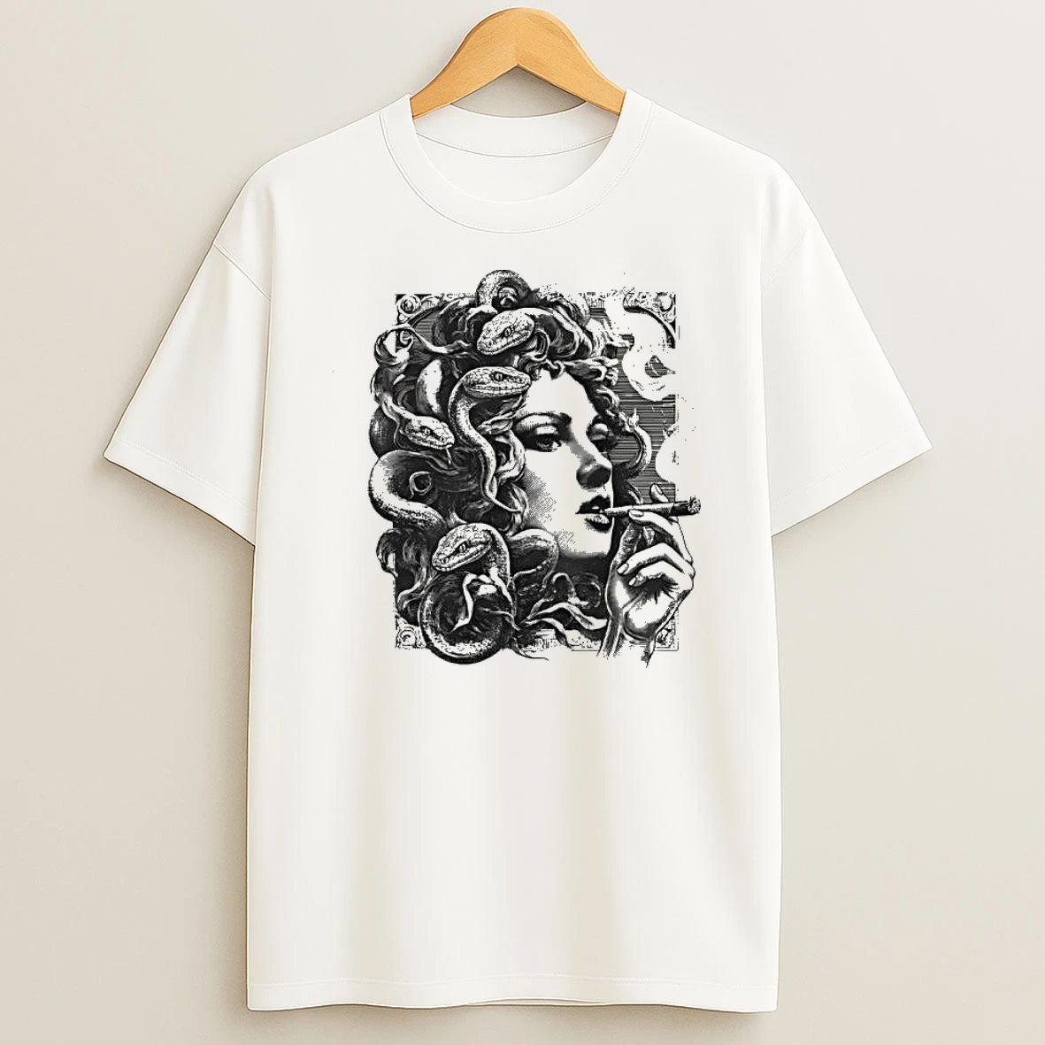 Medusa Gorgon Snake Hair Woman Smoking A Cigar Shirts