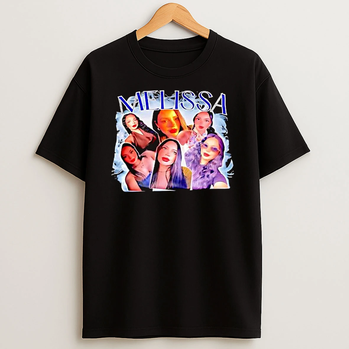 Melissa Custom Photo Collage Name Cursive Font Portrait Graphic Shirts