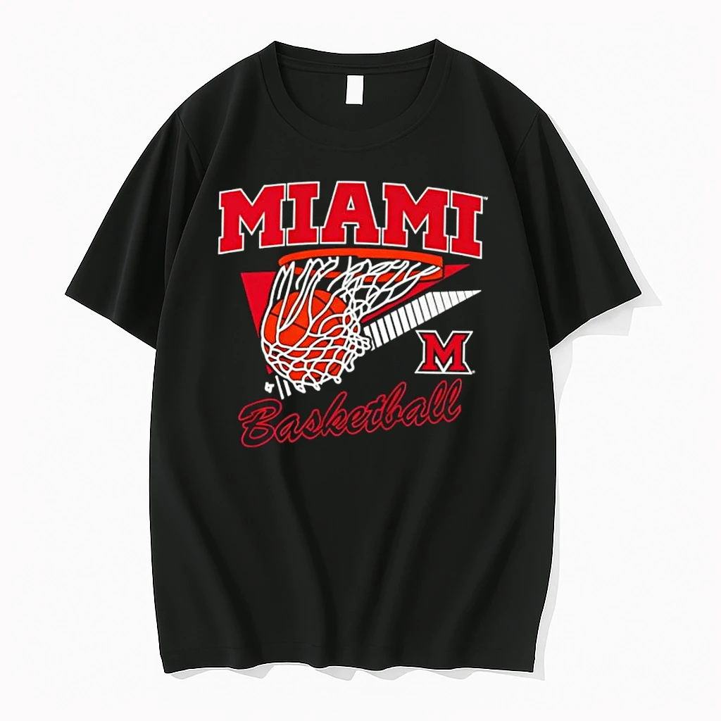 Miami Basketball Net Goal Sports Retro Graphic Shirts