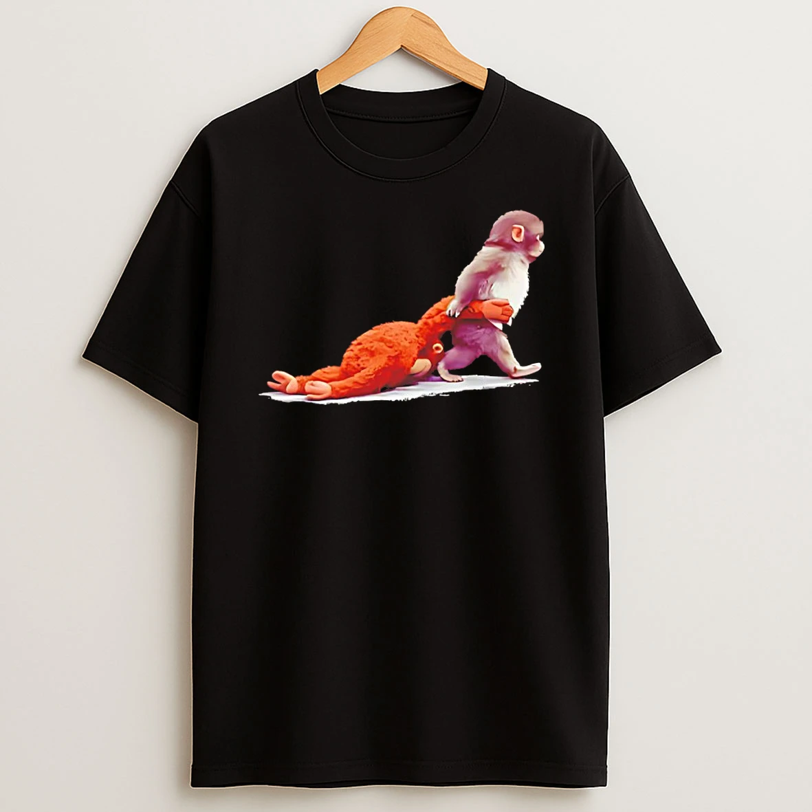 Monkey Punch Baby Monkey Holding Plush Toy Shirts