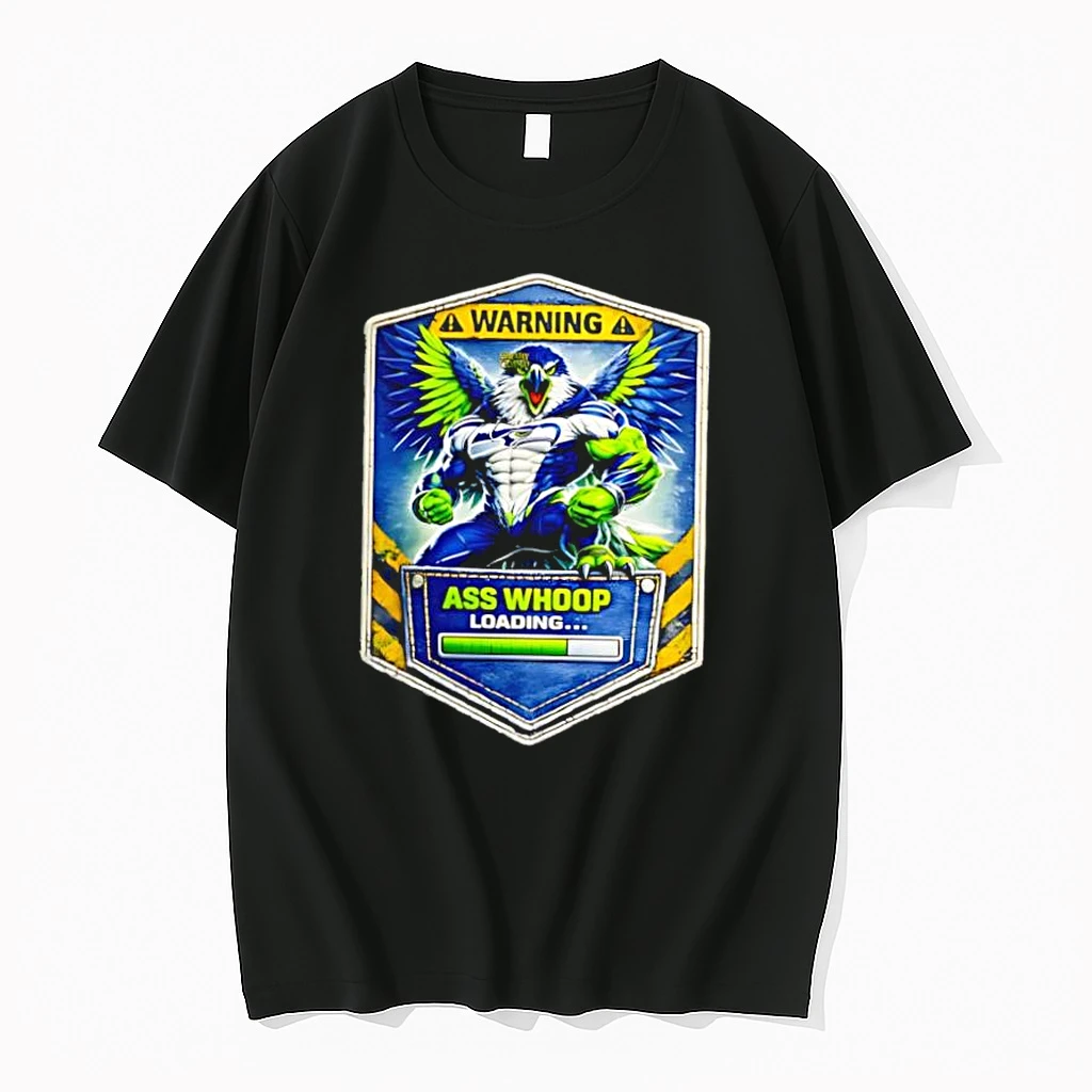Muscle Seahawk Mascot Warning Ass Whoop Loading Shirts