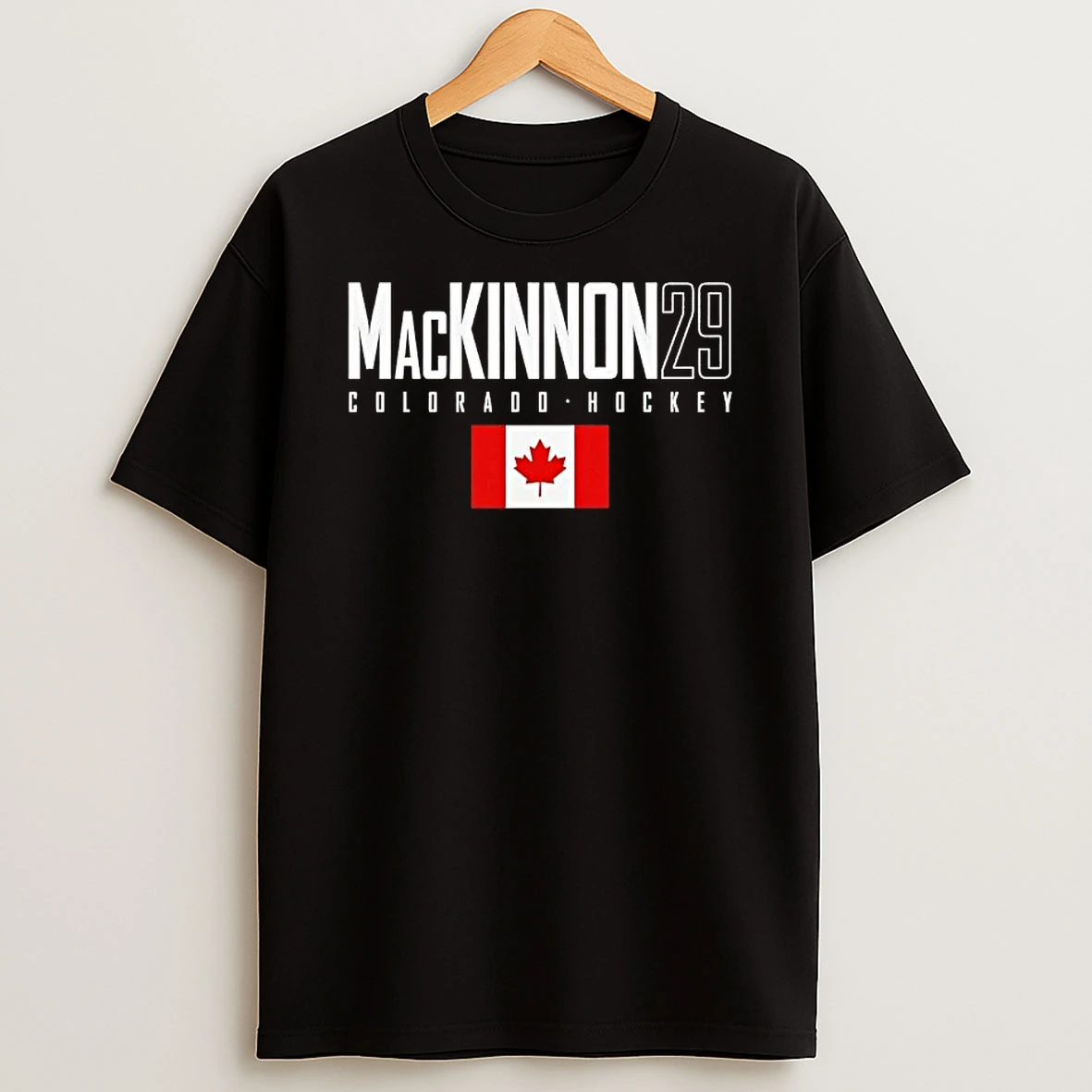 Nathan Mackinnon 29 Colorado Avalanche Canada Flag Elite Shirts