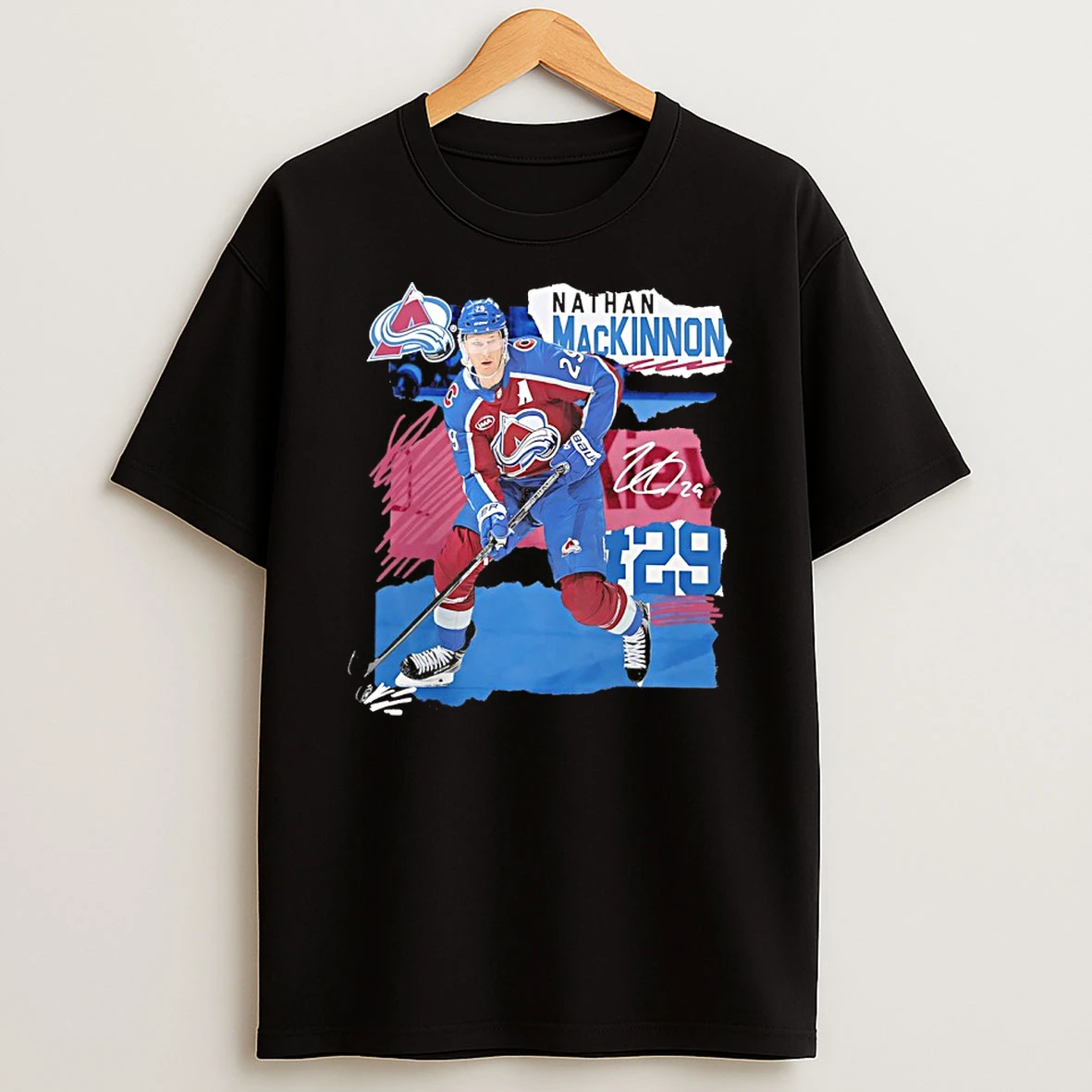 Nathan Mackinnon 29 Colorado Avalanche Fresh Ice Signature Shirts