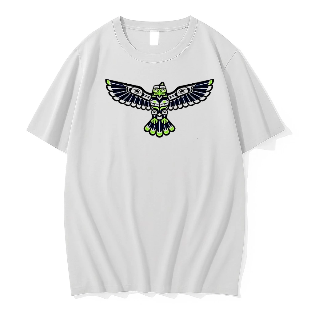 Native American Style Totem Pole Flying Hawk Seattle Colors Shirts