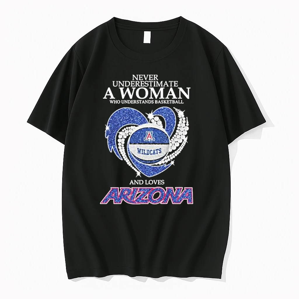 Never Underestimate A Woman Who Understands Basketball And Loves Arizona Basketball Heart Shirts