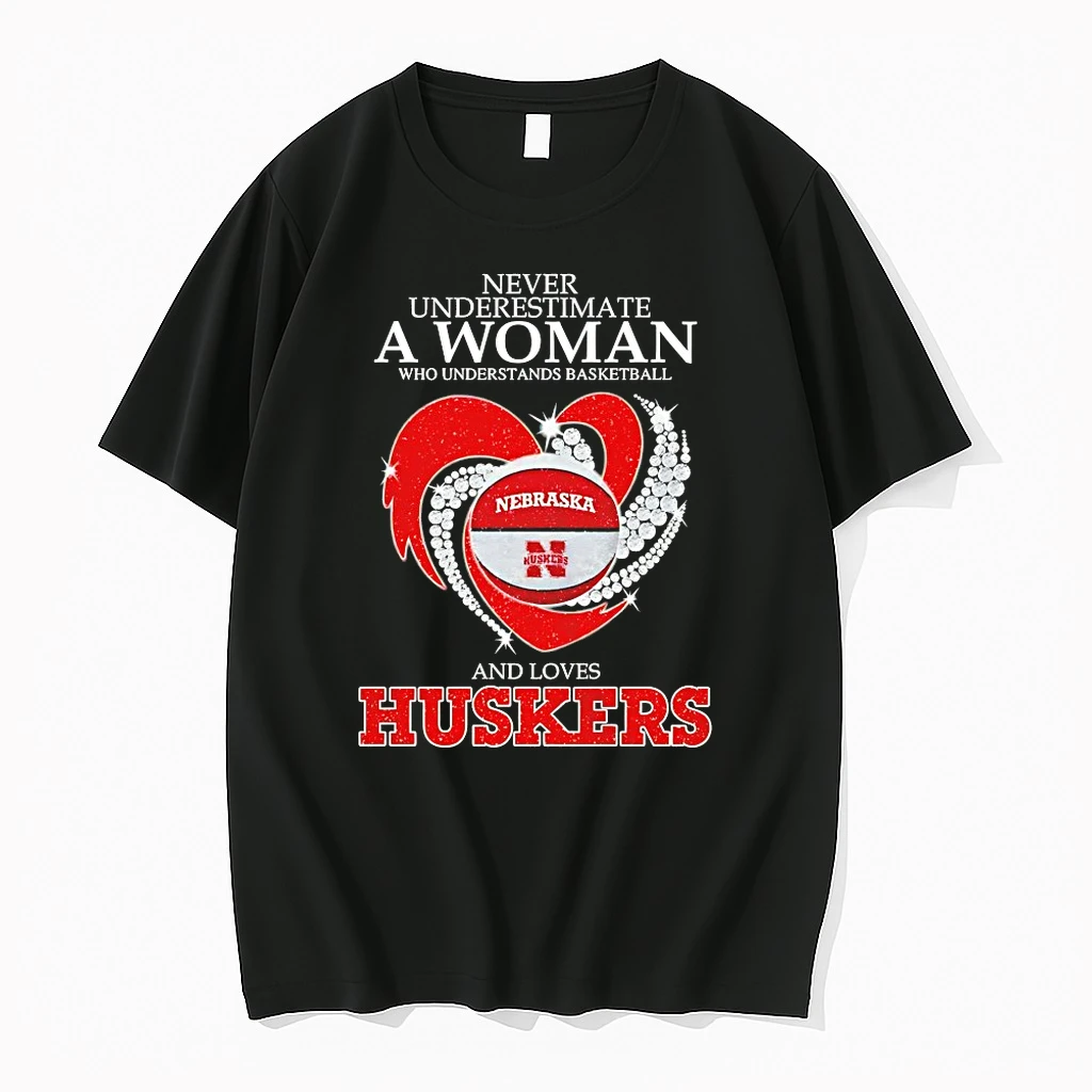 Never Underestimate A Woman Who Understands Basketball And Loves Nebraska Huskers Shirts