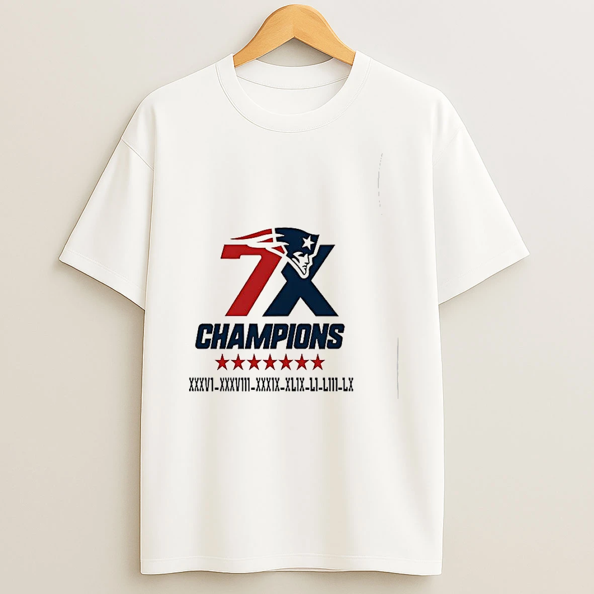 New England Patriots 7x Super Bowl Champions Logo Woman Shirts