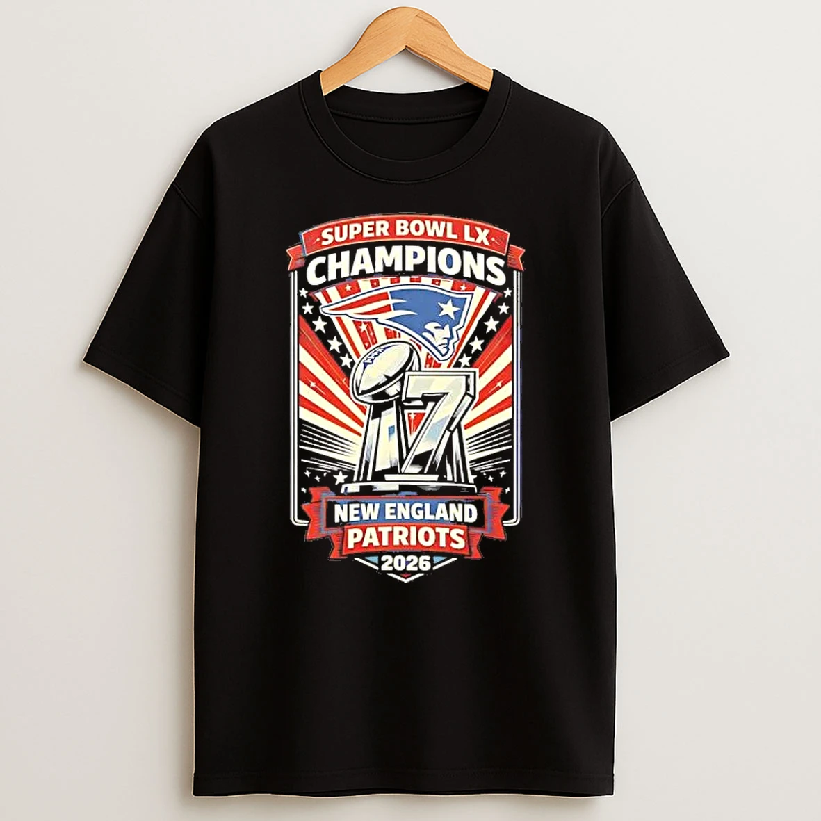 New England Patriots 7x Super Bowl Lx Champions 2026 Tee Shirts