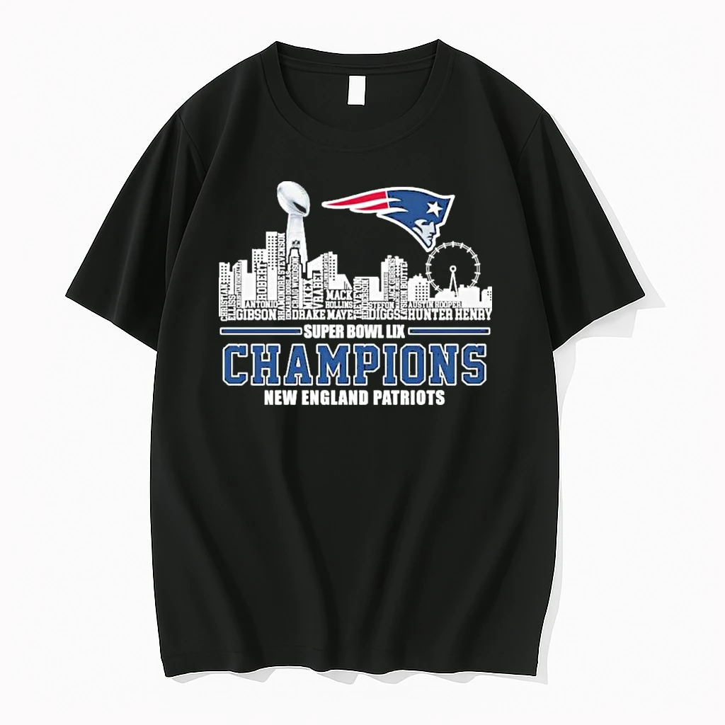 New England Patriots Skyline Player Name Super Bowl Lx Champions Shirts