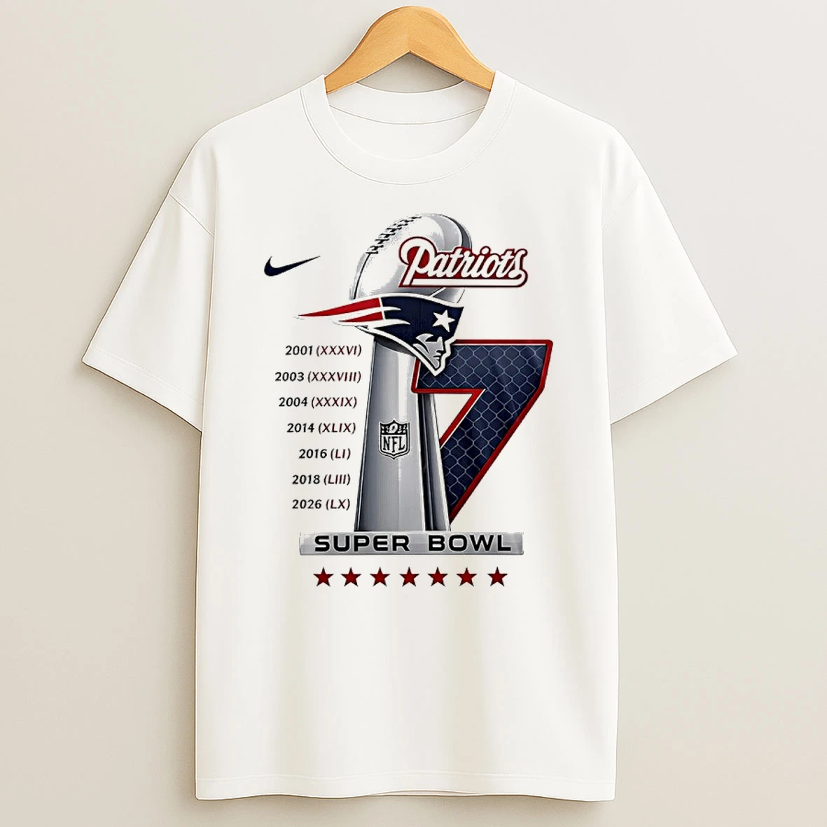 New England Patriots Super Bowl 7x Champions Shirts