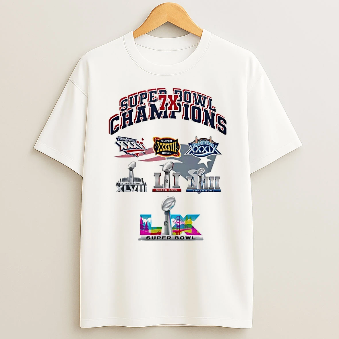 New England Patriots Super Bowl Champions 7x Shirts