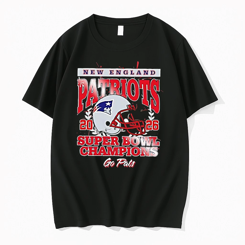 New England Patriots Super Bowl Commemorative 2026 Go Pats Helmet Shirts