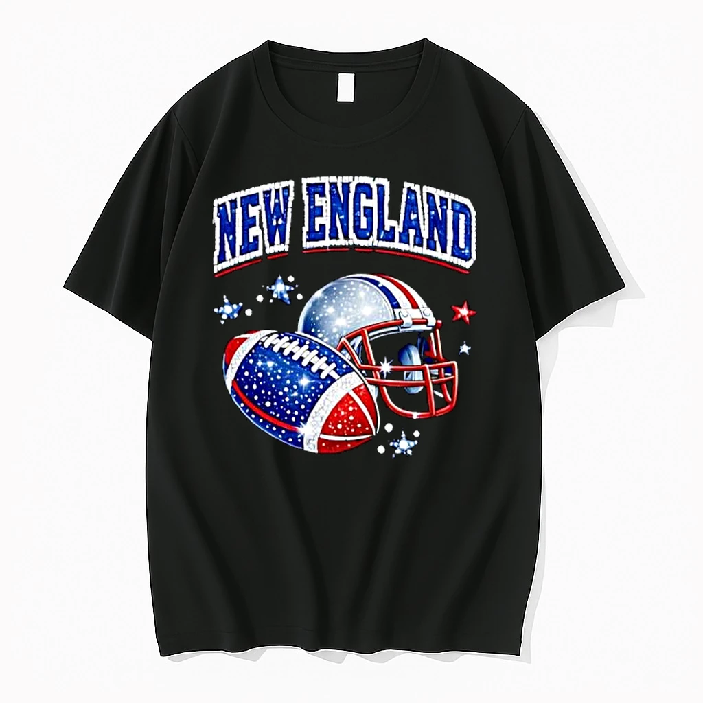 New England Sparkling Glitter Helmet And Football Stars Shirts