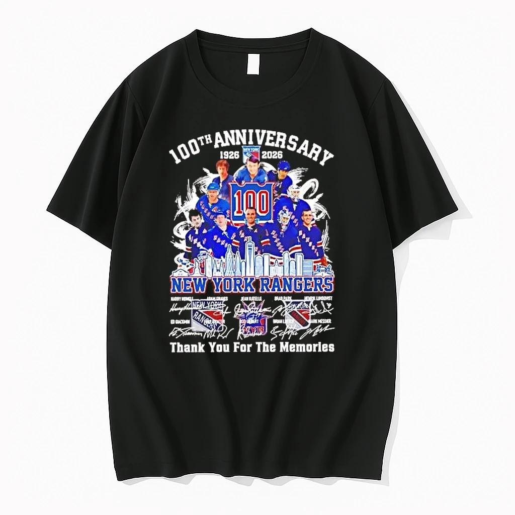 New York Rangers 100th Anniversary 1926 2026 Team Players Skyline Tee Shirts