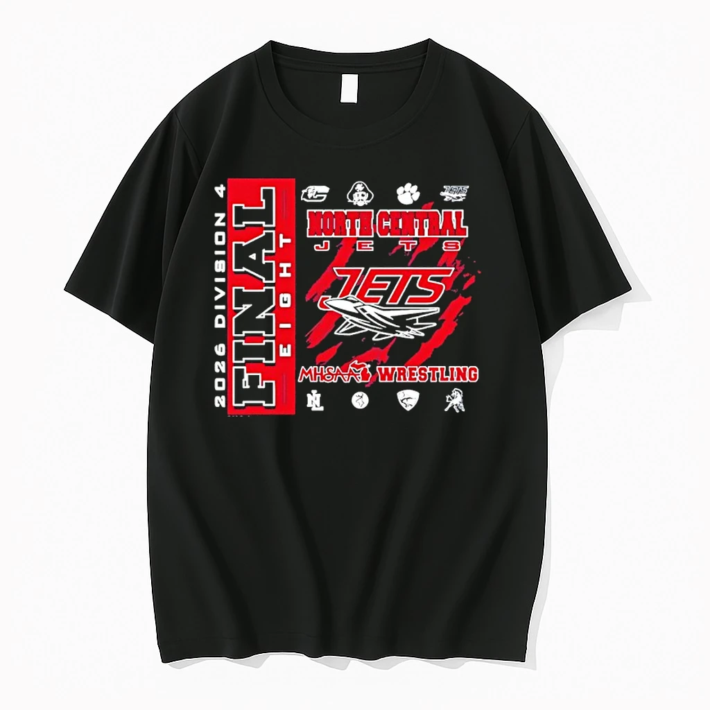 North Central Jets 2026 Mhsaa Team Wrestling Division 4 Final Eight Logo Shirts