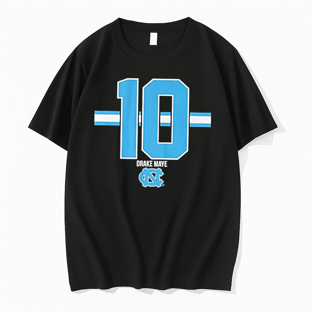 Number 10 Drake Maye North Carolina Tar Heels Stripe Graphic Shirts