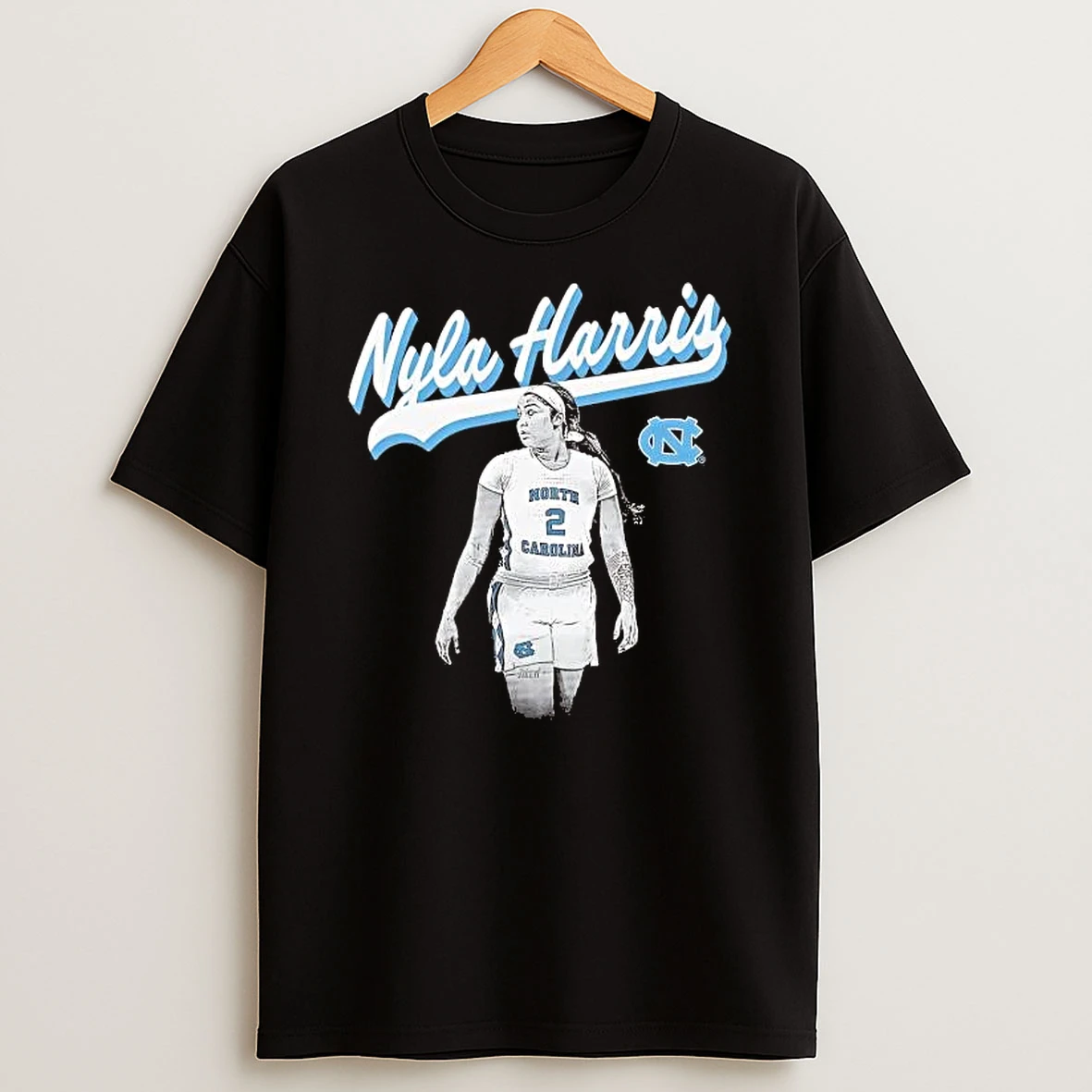 Nyla Harris Illustrated Script North Carolina Tar Heels Shirts