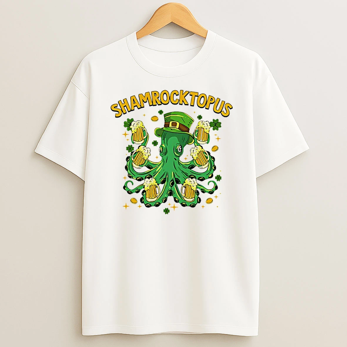 Octopus With Beer Shamrocktopus St Patricks Day 2026 Funny Shirts