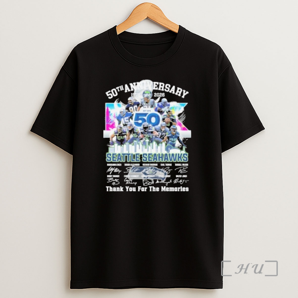 Officials 50th Anniversary Team Player Seattle Seahawks Signature Thank You For The Memories Shirt Sweatshirt Tee