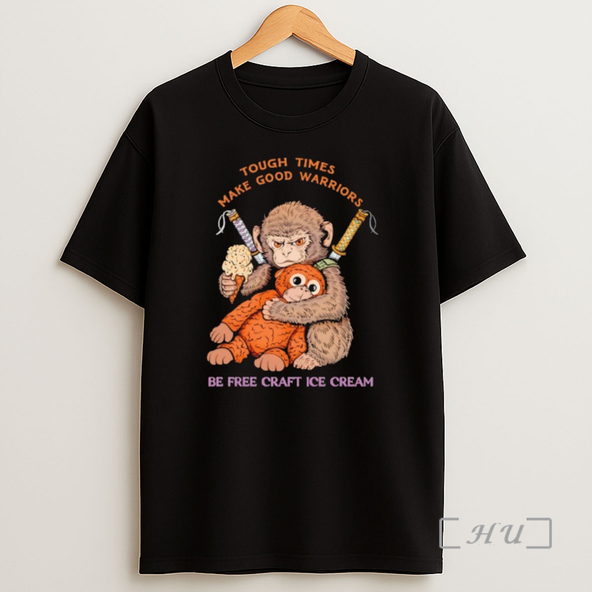 Officials Baby Monkey Punch And His Toy Tough Times Make Good Warriors Be Free Craft Ice Cream Shirt Sweatshirt Tee