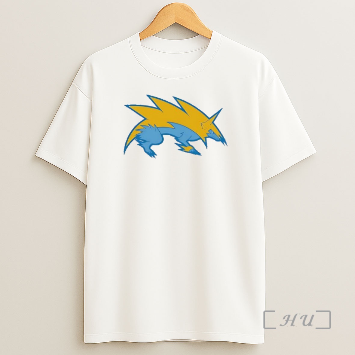 Officials Blue And Yellow Stylized Electric Wolf Lightning Creature Shirt Sweatshirt Tee