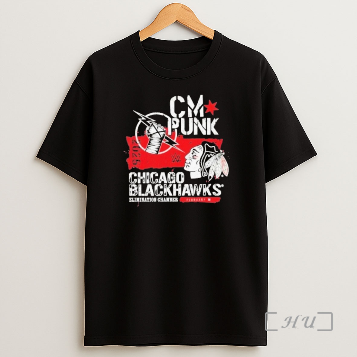 Officials Cm Punk Wwe Chicago Blackhawks Elimination Chamber 2026 Shirt Sweatshirt Tee
