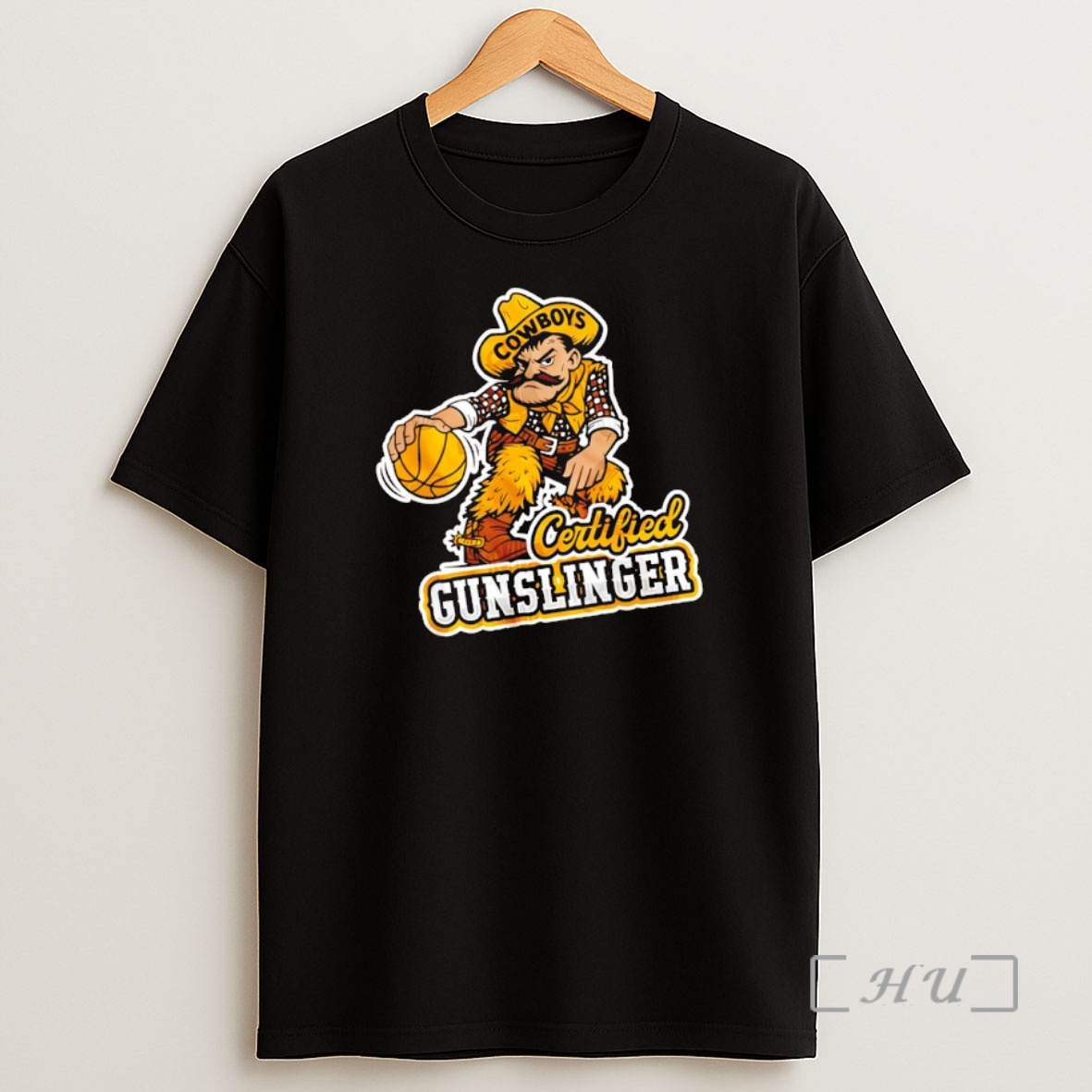 Officials Certified Gunslinger Wyoming Cowboys Basketball Mascot Vintage Logo Shirt Sweatshirt Tee