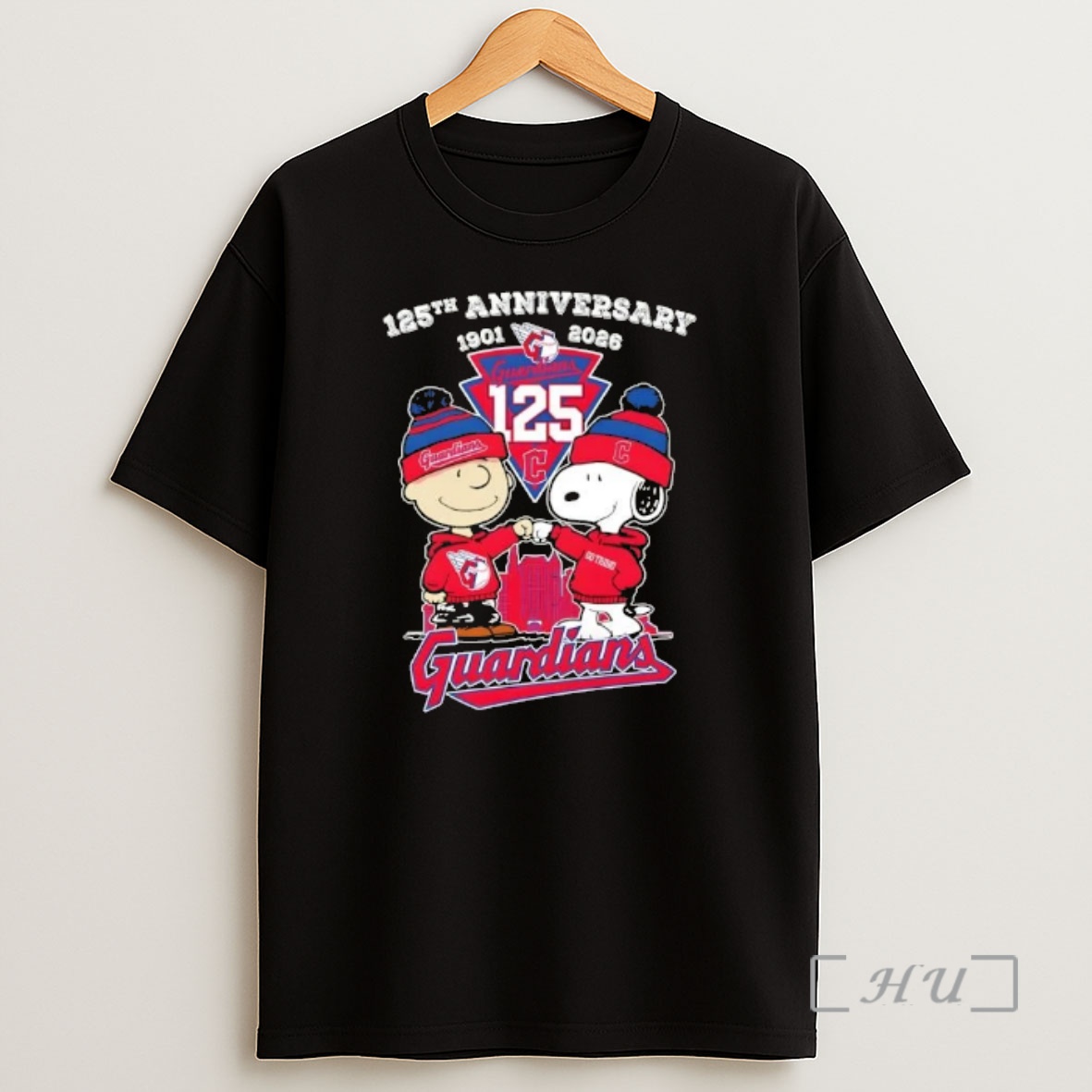 Officials Charlie Brown Fist Bump Snoopy 125th Anniversary 1901 2026 Cleveland Guardians Baseball City Skyline Shirt Sweatshirt Tee