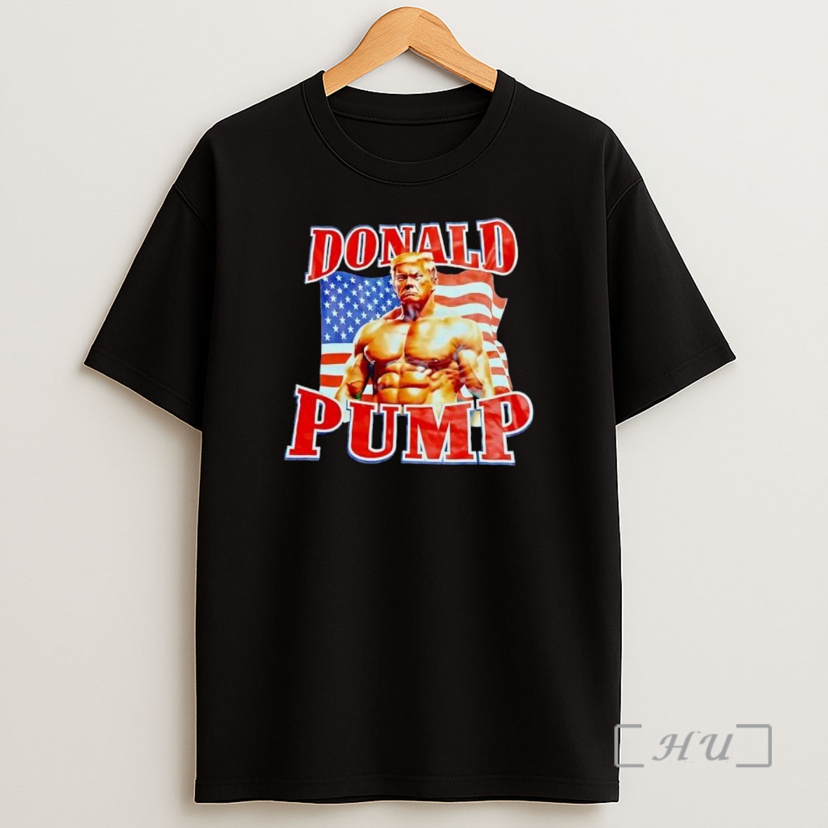 Officials Donald Pump Muscular Donald Trump American Flag Graphic Shirt Sweatshirt Tee