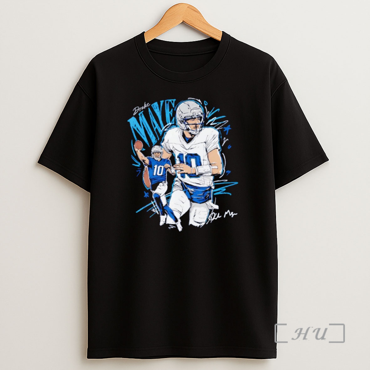 Officials Drake Maye Posing New England Patriots Football Signature Shirt Sweatshirt Tee