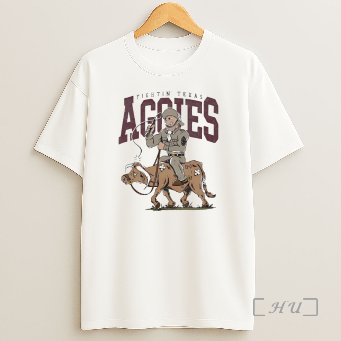 Officials Fightin Texas Aggie Cadet Riding A Longhorn Steer Shirt Sweatshirt Tee