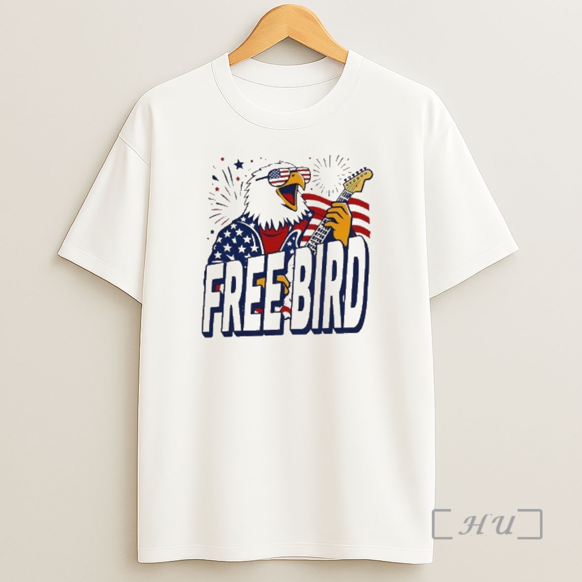 Officials Free Bird Eagle Patriot American Flag Electric Guitar Shirt Sweatshirt Tee
